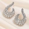 ZAKOL Fashion Shiny Clear Cubic Zirconia Circle Stud Earrings Luxury Sliver Color Bridal Earring Party Accessories