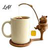 Funny Tea Steeping Gadget Fishing Friends Bag Holder Cute Resin Teabag String Keeper Whimsical Animal Handmade Craft Decor Fun Kitchen Counter