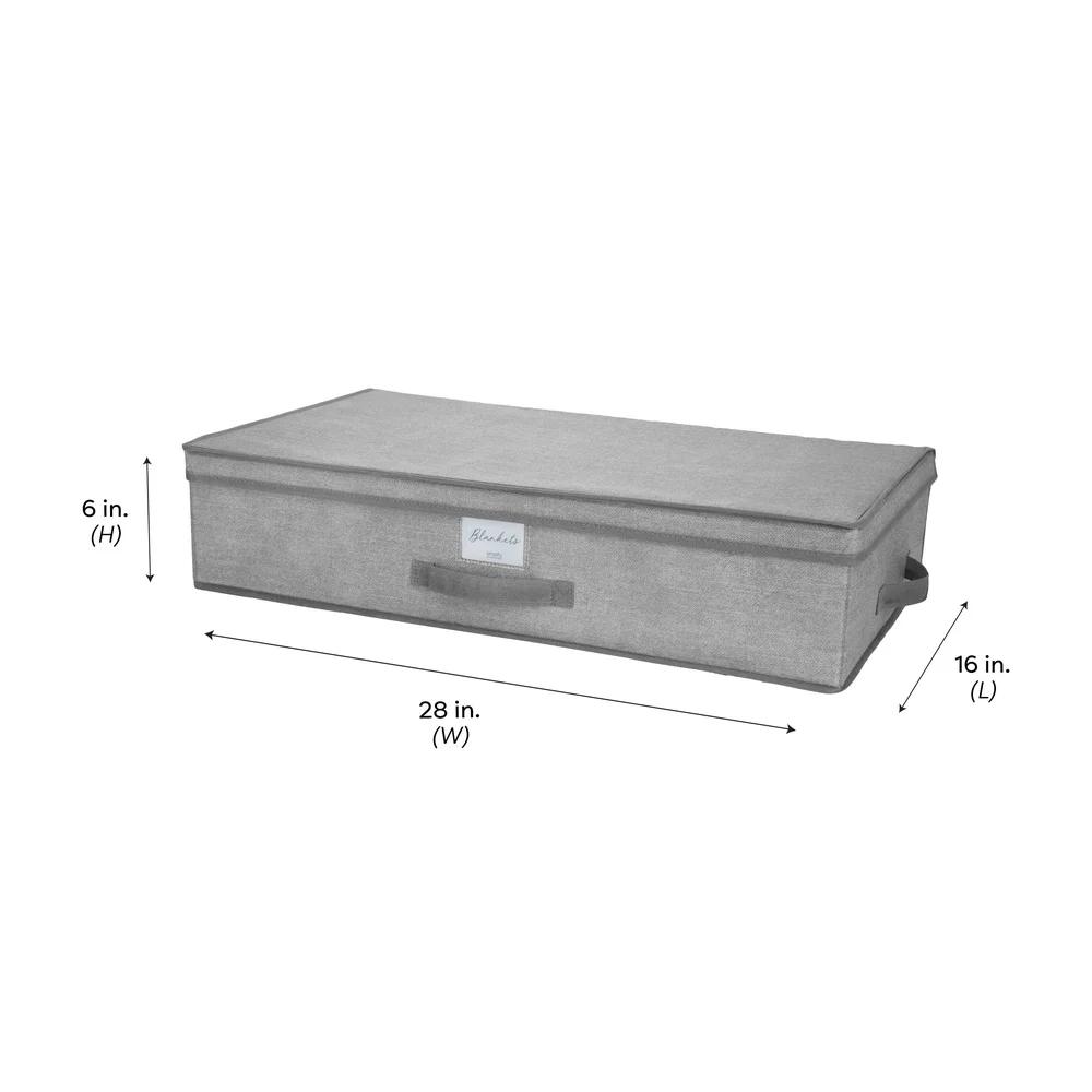 Under Bed Storage Box Breathable Non-Woven Organizer Stackable with Flip Top Cover Handle Label Window Strong Durable Off-Season