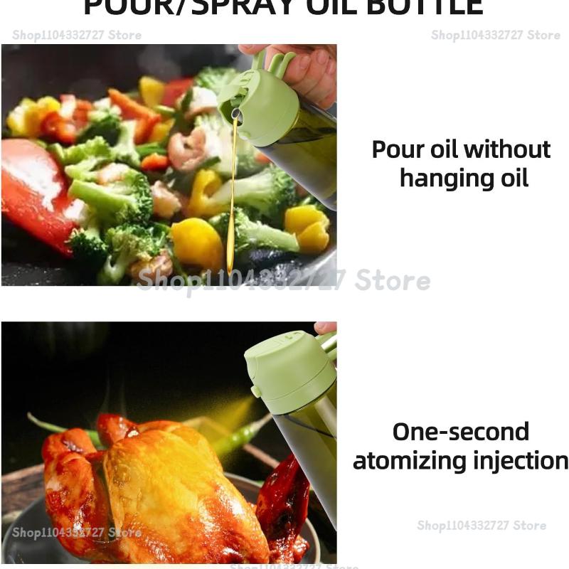 Oil Cruet Olive Oil Dispenser Sprayer for Cooking 2 in 1- Spray and Pour Dark Green Oil Sprayer Bottle 500ml Spice Rack
