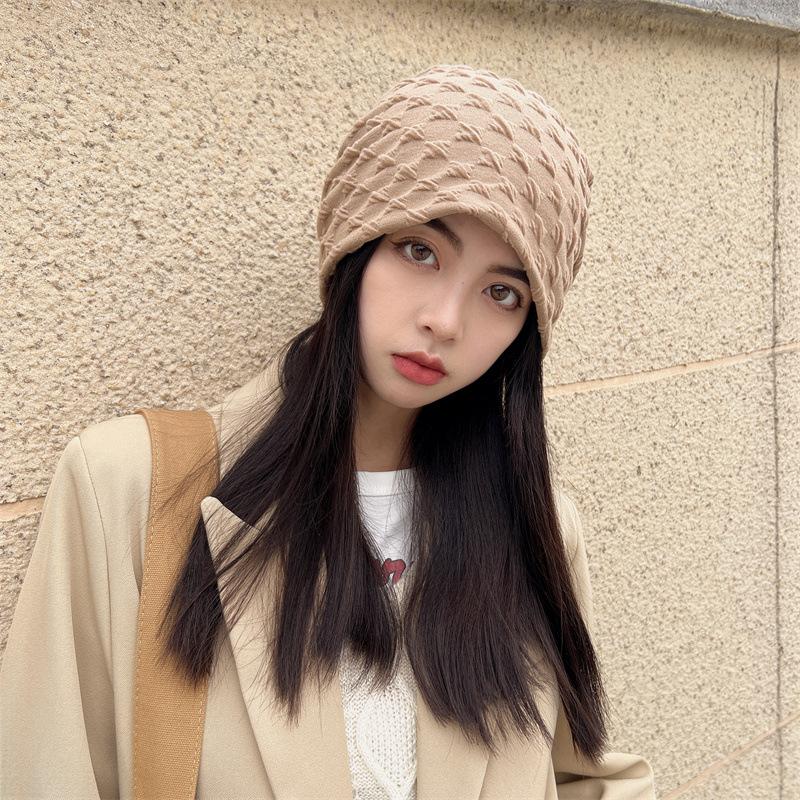 Korean Fashion Beanies for Women Girls Solid Color Cotton Heap Heap Hat Female Breathable Warm Bonnet Outdoor Soft Pullover Cap Windproof Keep Warm