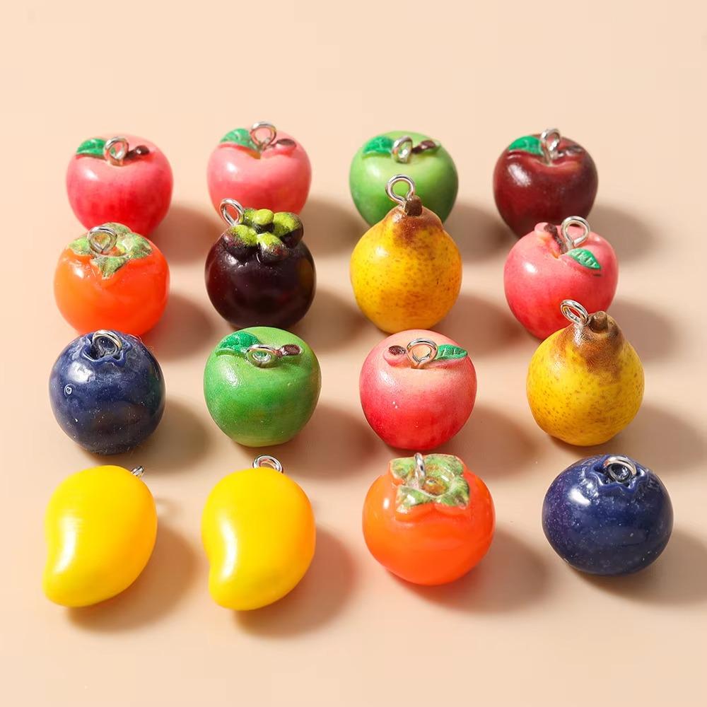 10pcs Resin Fruit Beads Simulated Fruit Keychain Making Accessories DIY Earring Necklace Jewelry
