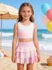 Little Girls 2 Piece Skirt Set, Multicolor Ruffled Dress Close-fitting Top for Sport