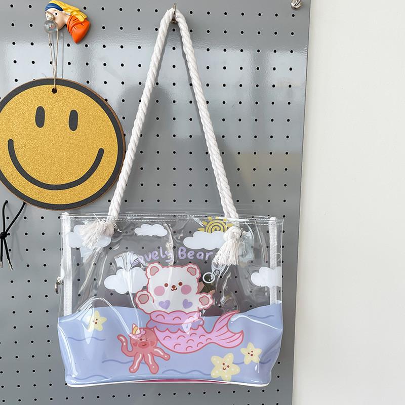 Pvc Jelly Beach Bag With Cartoon Girl Print For Summer Casual Wear