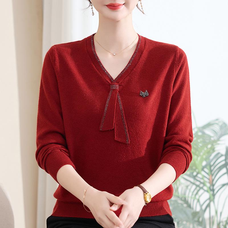 

Middle-aged Women s Stylish Spring Knit Top 2026 - Fashionable Base Layer Sweater for Spring and Autumn. XL (recommended 45-52.5 kg)