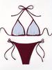 Women's Solid Color Triangle Bikini - Lace-up, High Elasticity, Quick-dry, Breathable, Removable Padding, Sexy Swimwear