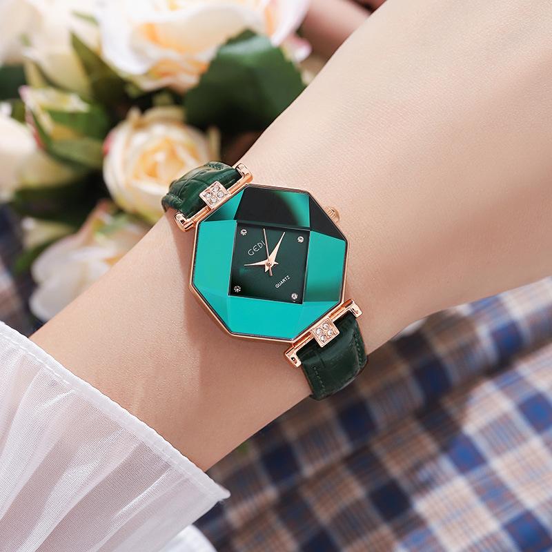 Niche High Sense Personalized Octagon Women'S Watch Fashion Rhombus Women'S Watch Belt Quartz Watch