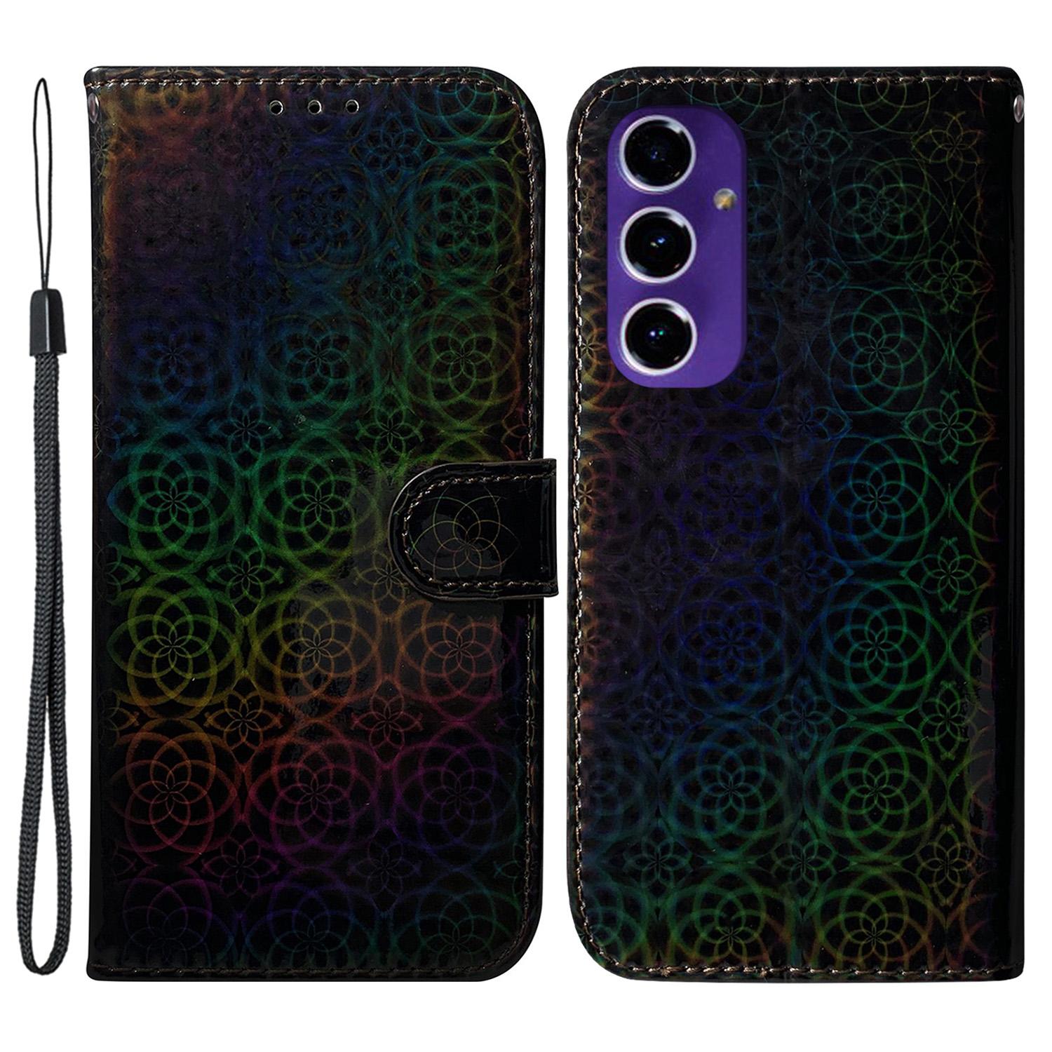 

For Samsung Galaxy S24 FE Wholesale Phone Case Dazzling Flower Protective PU Leather Phone Cover Black