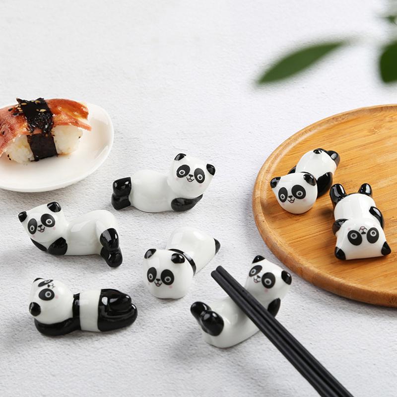Cute Panda Ceramic Rack Chopsticks Stand Rest Knife Fork Holder Chinese Style Cutlery Chopstick Rest Kitchen Tools For Home Use