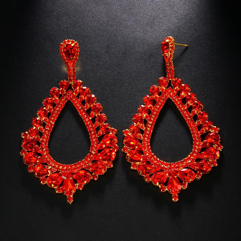 Stonefans Exaggerated Water Drop Rhinestone Earrings Stud for Women Queen Party Statement Crystal Dangle Earrings Trendy Jewelry