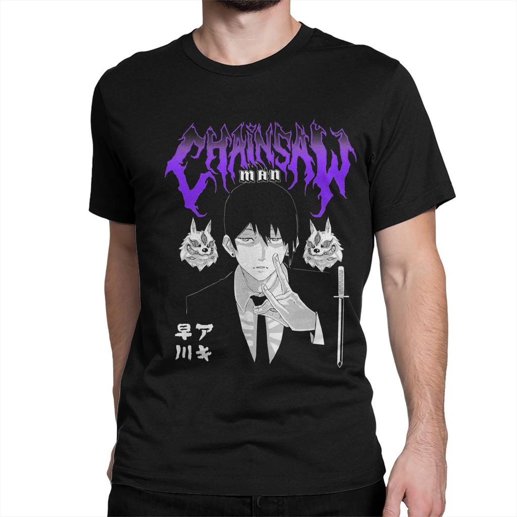 Aki Metal Chainsaw Man für Männer Frauen T-Shirt Denji Makima Aki Kobeni Lustiges T-Shirt T-Shirts 100% Baumwolle Grafik Kleidung