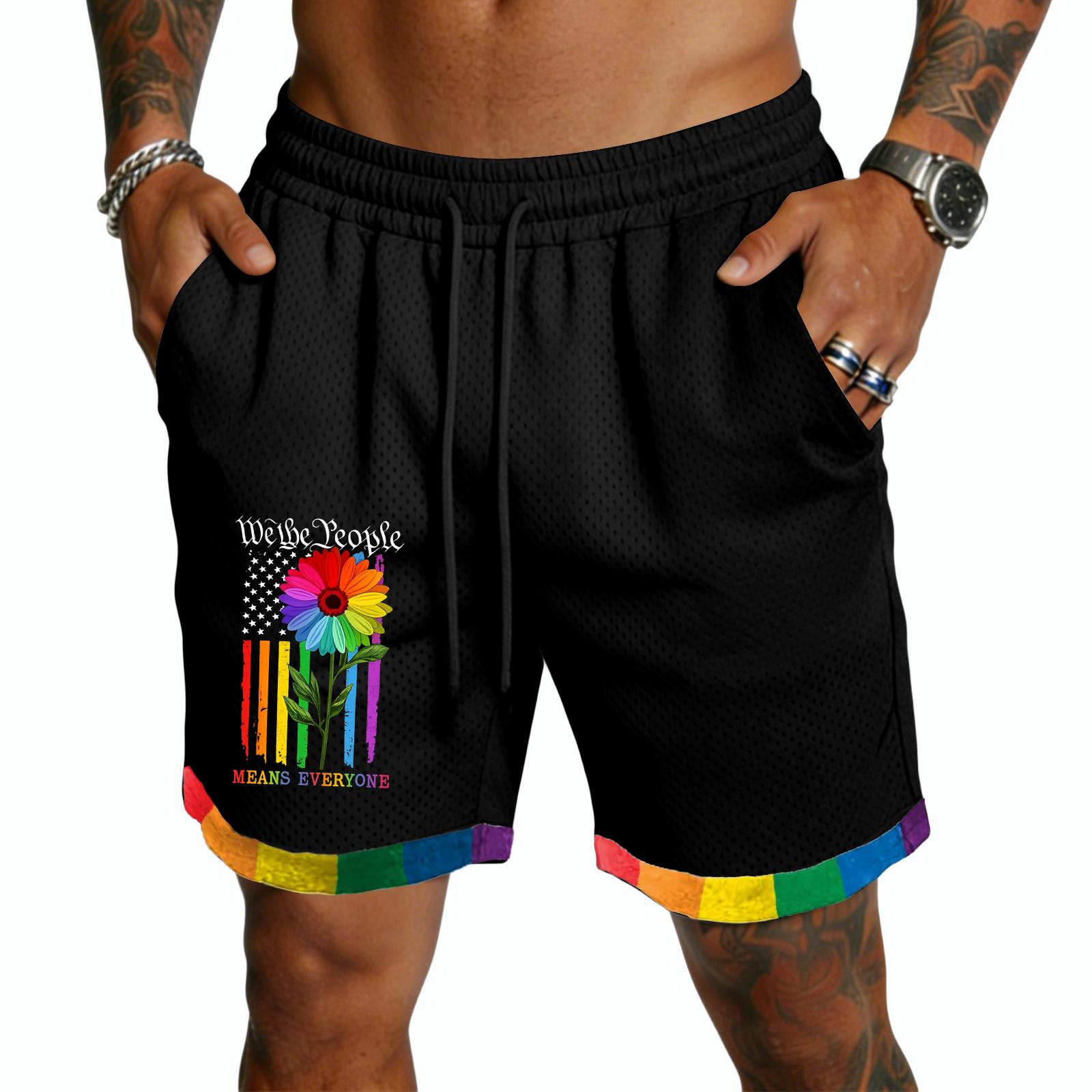 

Men s Casual Lightweight Drawstring Shorts with Rainbow Print and Five Inch Inseam for Everyday Wear and Quick Drying XXL чёрный