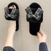 Mao Mao Cotton Slippers 2020 New Autumn and Winter One-word Bow Slippers Indoor and Outdoor Warm Fashion Flat Slippers