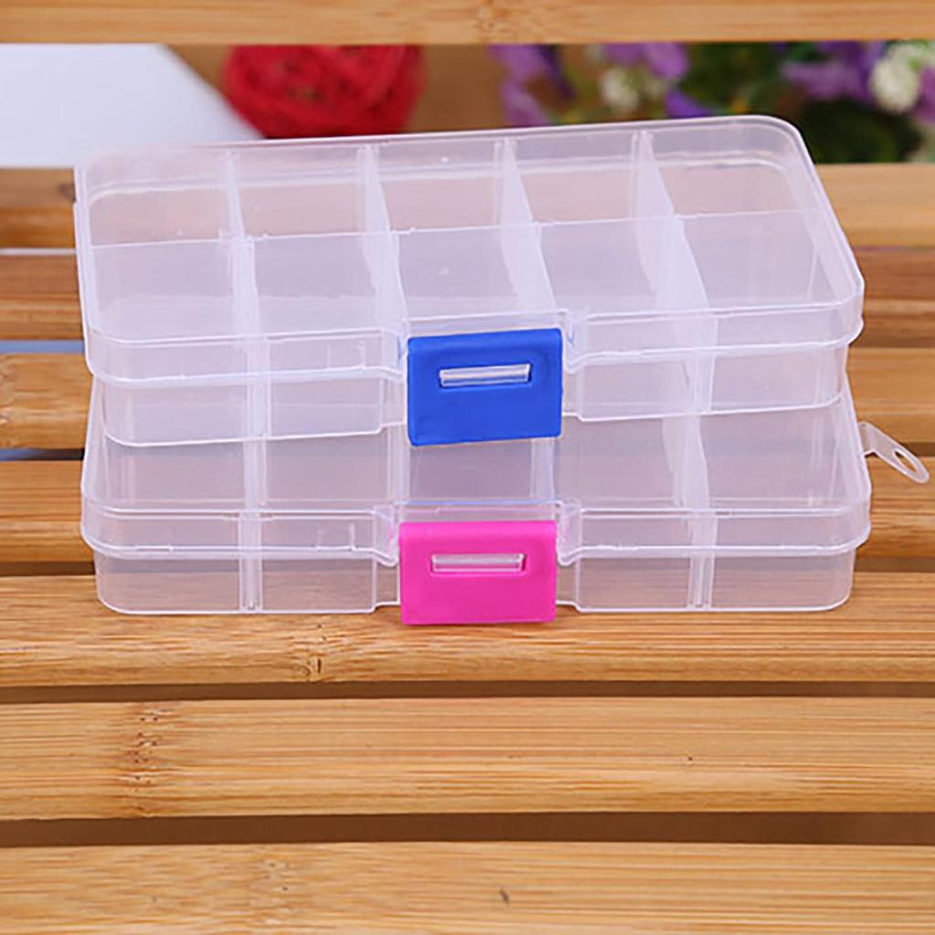 Foldable 10 Compartment Jewelry Bead Nail Tips Storage Box