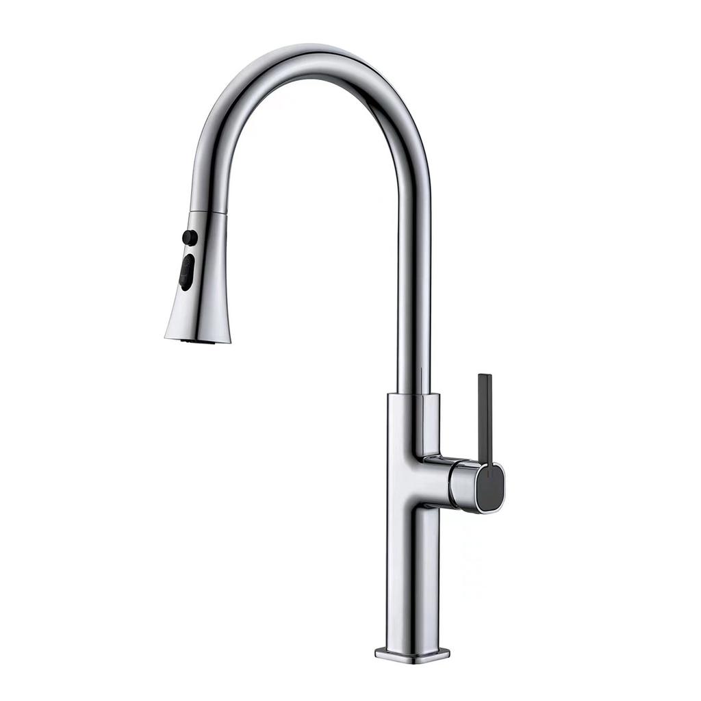 Tuqiu Grey Pull Out Kitchen Faucet Brass Black Sink Faucet Mixer Tap 360 Degree Rotation Torneira Cozinha Mixer Taps Kitchen Tap
