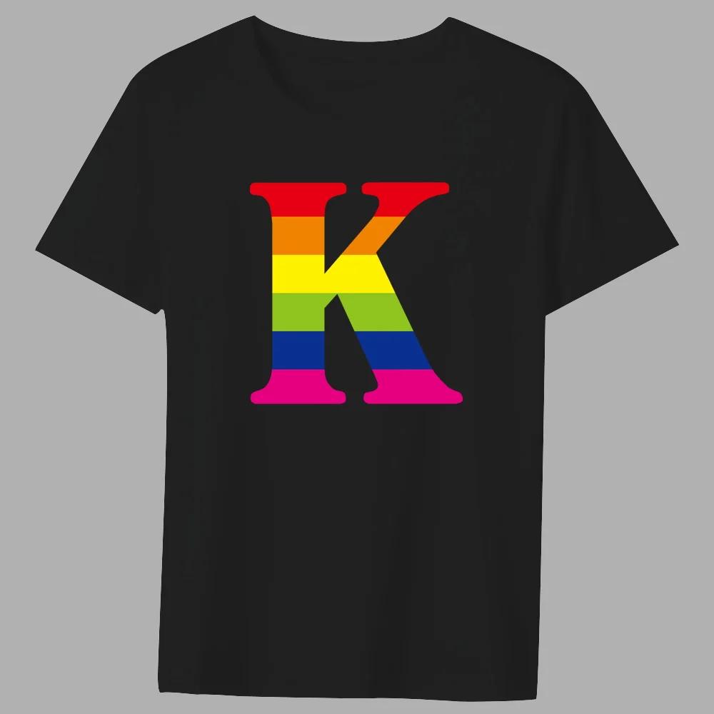 Men's T-shirt Basic Print Short Sleeve Anime Top Rainbow  Lettern Series Casual Black  O-neck Youth Commuter Comfortable Shirt