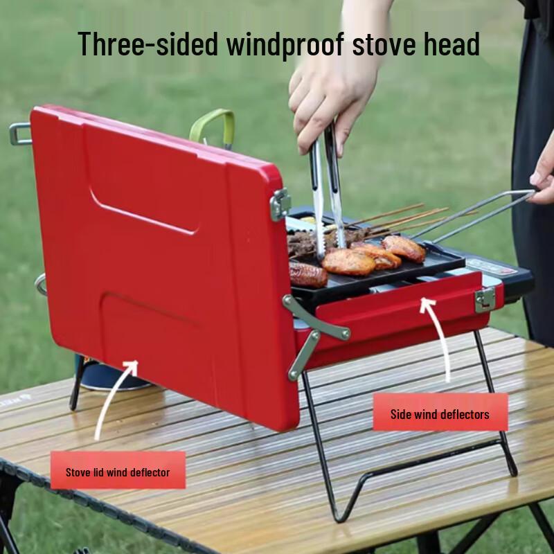 Beifu Retro Rouge Dual-Head Portable Gas Stove Set