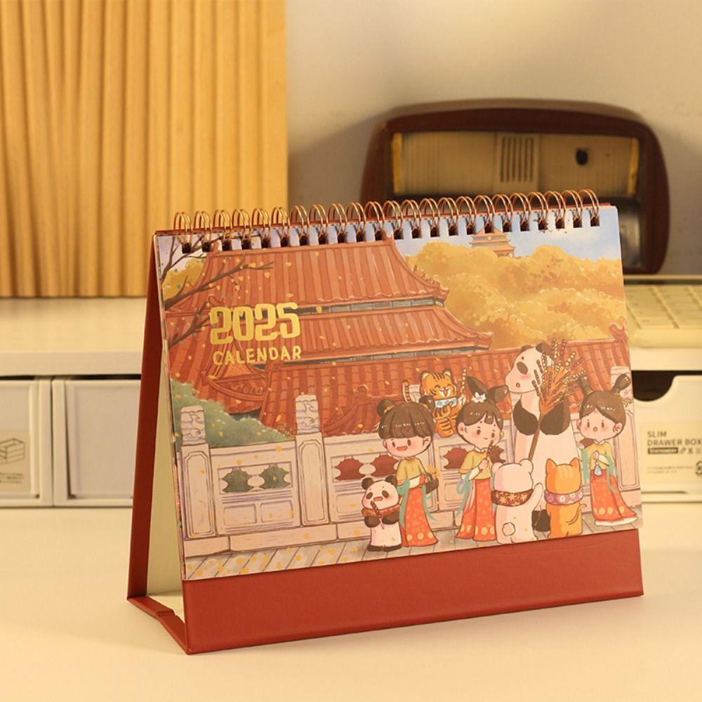 Schedule Standing Flip Calendar Ancient Style Desktop Monthly Calendar Home Office Supplies