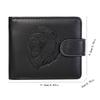 New PU Leather Retro Men's Wallet Black Coffee 3D Embossed Multiple Pockets Two-Fold Lion's Head Coin Purse Credit Card