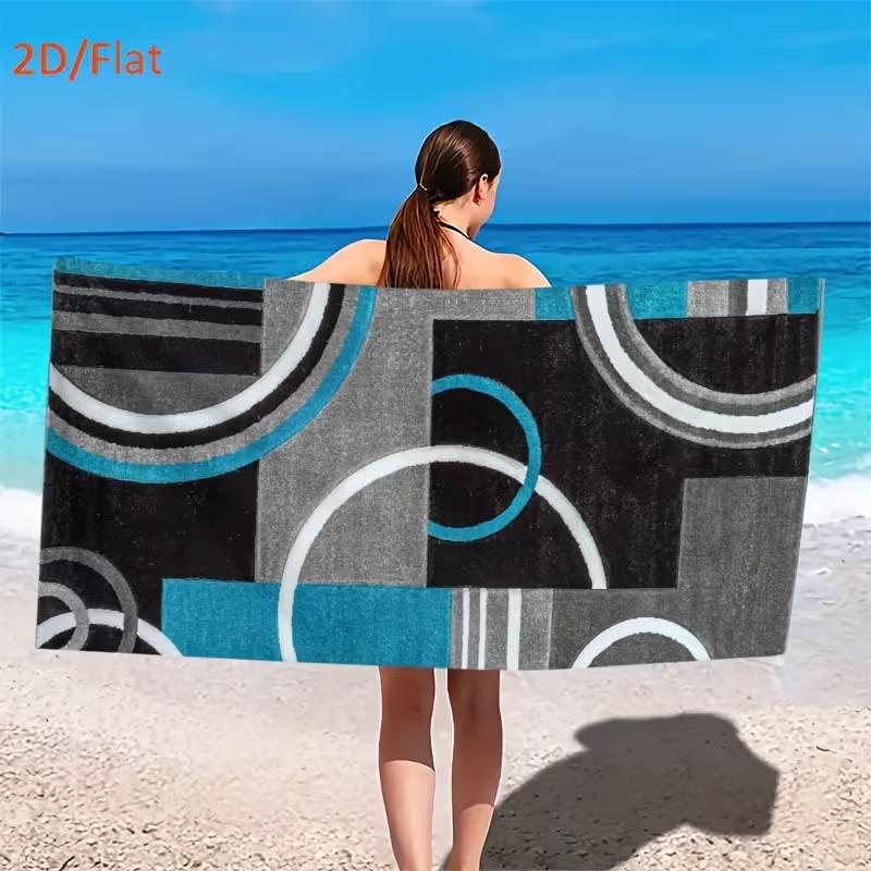 Minimalist Abstract Beach Towel in Earthy Color Scheme This Modern Geometric Style Towel Is Made of Soft Ultra-fine Fiber Fabric
