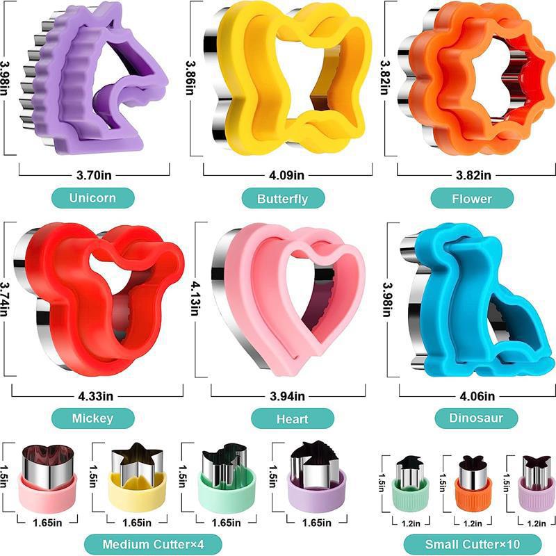 48-Piece Cartoon Cookie Cutters Set Sandwich Toast Fruit Stamper Baking Tools Food-Grade Kids Fun Shapes 