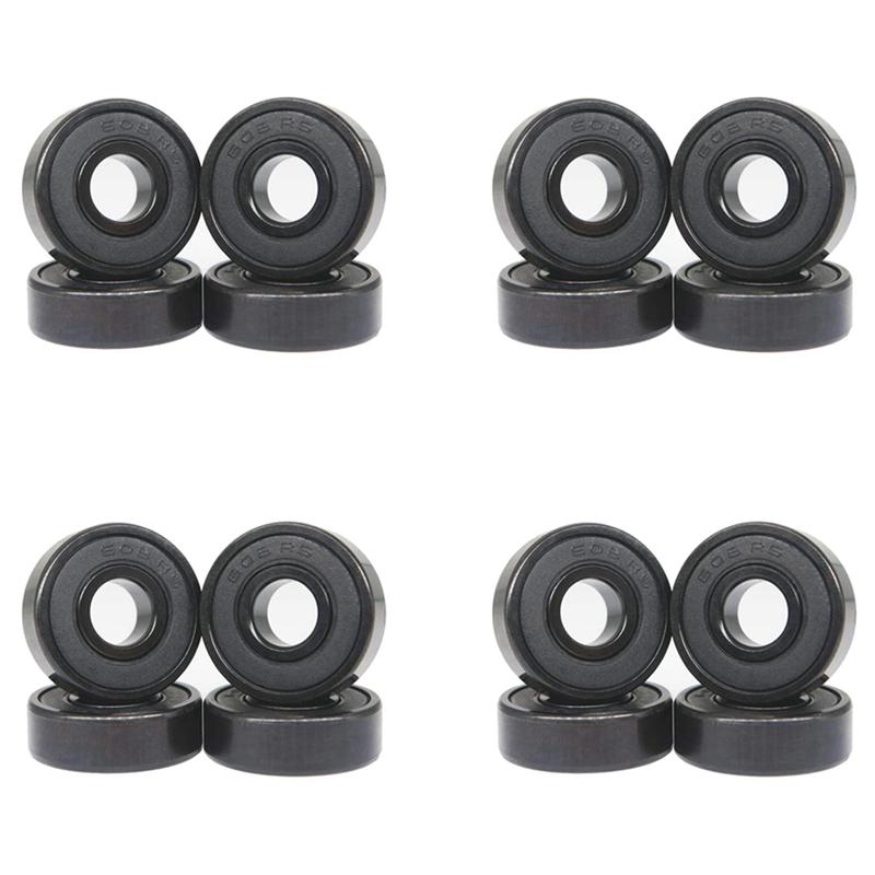 16X High-Speed 608RS Hybrid Black Ceramic Bearings Skateboard Bearings Ceramic Plastic Arc 608 Bearings чёрный