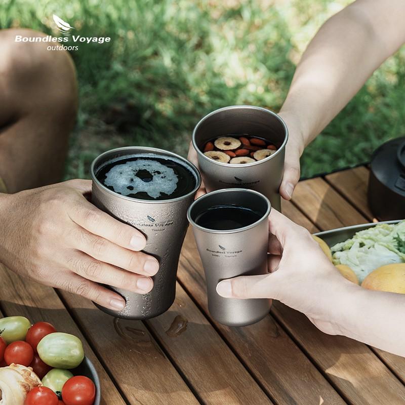 Pure Titanium Camping Mug Portable Single Layer Beer Cup Travel Water Tea Juice Outdoor Hiking Picnic