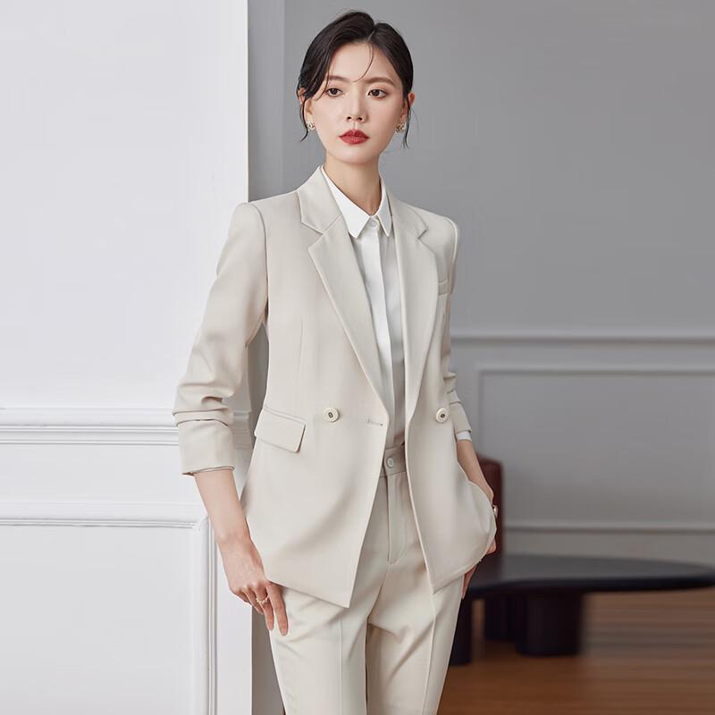 Women's Business Casual Blazer & Wide-Leg Pants Suit Set