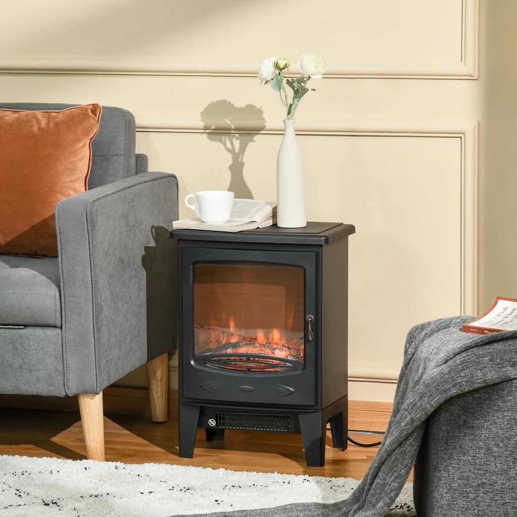 LED Electric Fireplace Freestanding Fireplace with Flame Effect 900/1800W Black