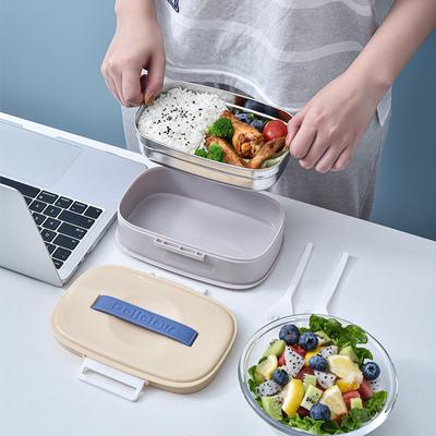 Stainless Steel Lunch Box With Tableware Children's Lunch Box Portable Bento Box Microwavable Food Containers