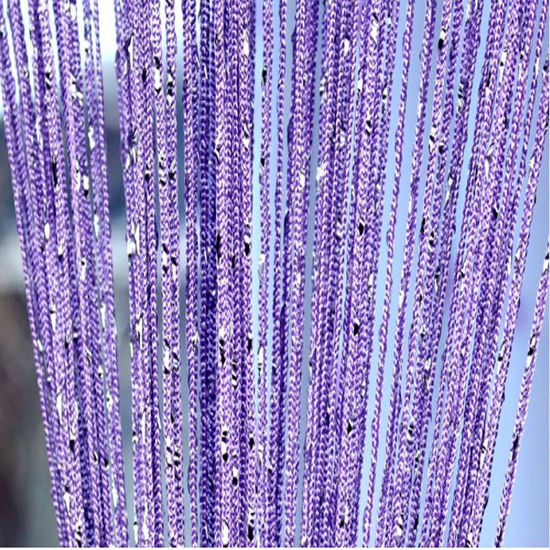 100x200CM Living Room String Curtain Shiny Tassel Silver Line Cortinas Solid Color Window Home Door Divider Curtain