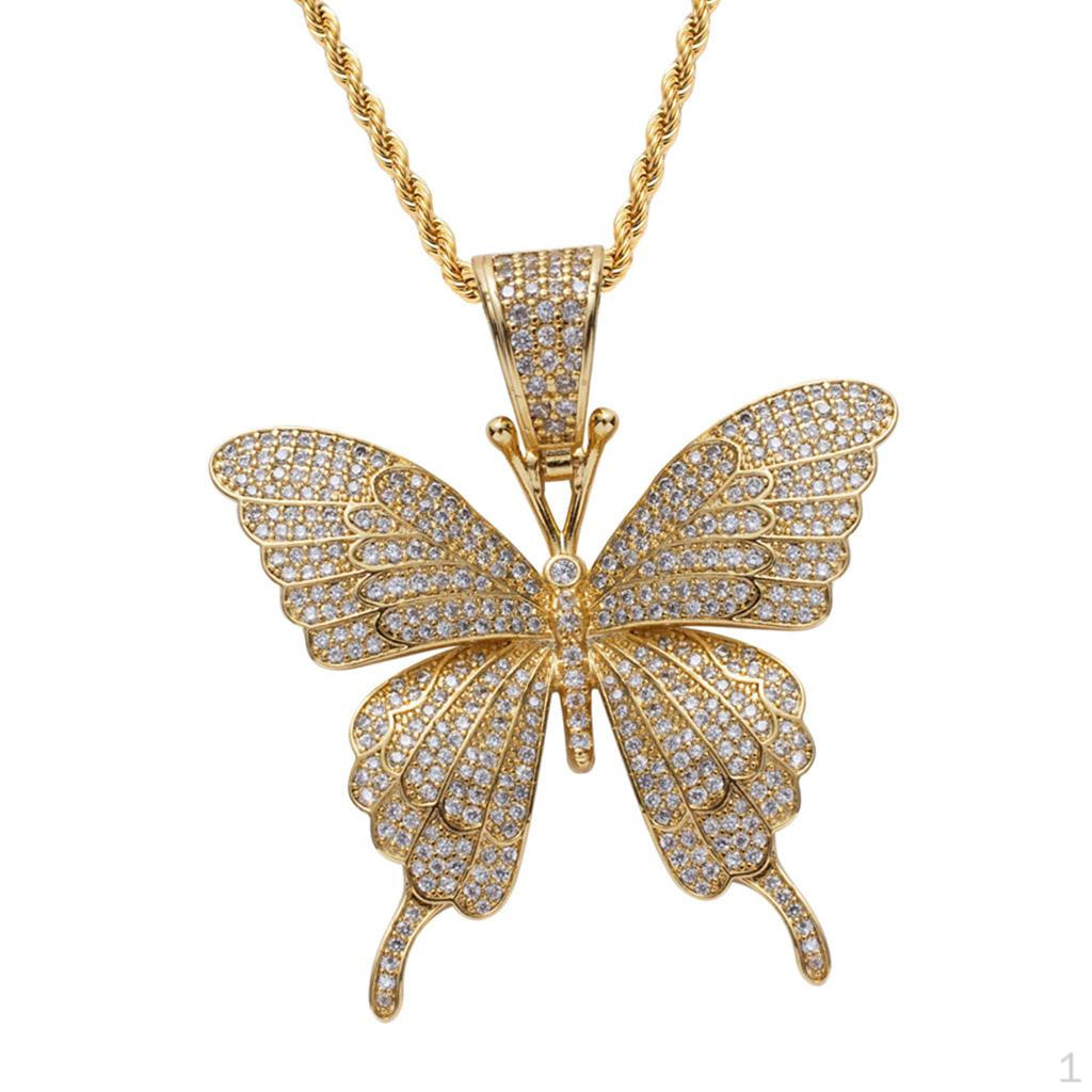 Diamante Butterfly Pendant Necklace Chain Cubic AAA Zirconia Fashion Jewelry