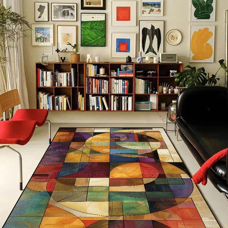 Geometric Abstraction Decorative Rug for Living Room Nordic Style Bedroom Carpet Decor Study Room Soft Flannel Play Mat for Kids