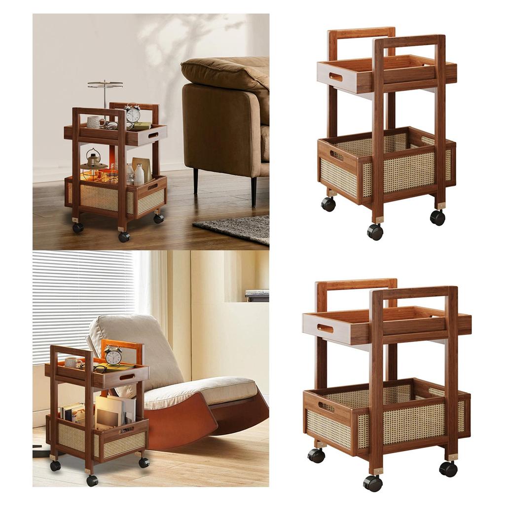2 Tier Mobile Cart for Storage And Organization with Wheels Living Room