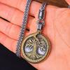 Literary Retro Ethnic Wind Snake Entanglement Viking Tree of Life Round Pendant European Popular Street Men's Sweater Chain 2026