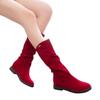 Boots Women 2025 New Fleece Inner Height Increase Medium Boots Knight Boots Frosted Sleeve Warm Student Red Boots