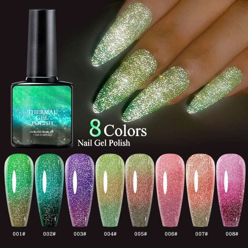 Fargeskiftende gellakk termisk gellakk Fargeendringer med temperatur neglelakk 7,5 ml
