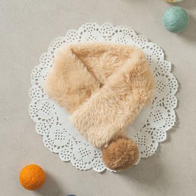 [Pet] Pom Pom Fur Scarf Beige