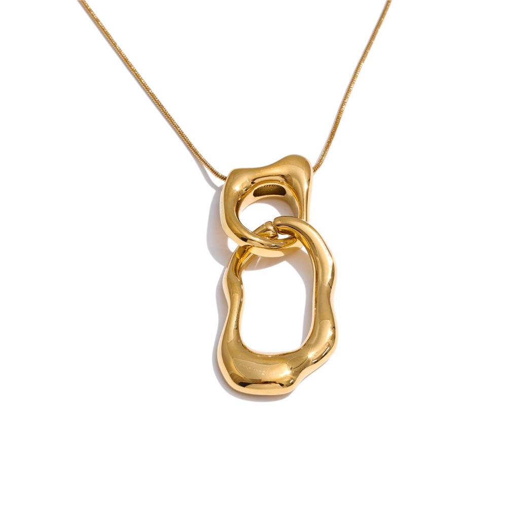 

Yhpup Stainless Steel Geometric Hollow Drop Fashion Necklace Waterproof Casual Personality High Quality Jewelry 18K PVD Plated