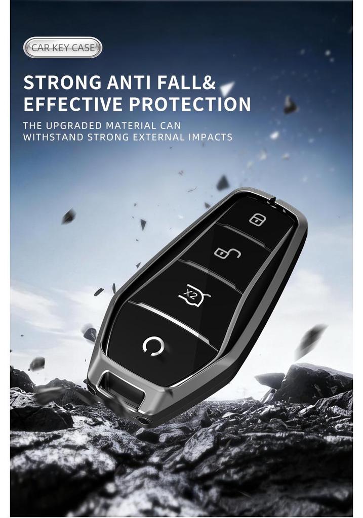 BYD Han Key Cover - Compatible with BYD Qin Pro, Song Max New Energy, Tang, and Song Plus Cars, Features Metal Shell and Bag Buckle.