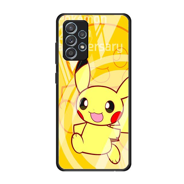 Capa de vidro de desenho animado em quadrinhos Pokemon para Samsung Galaxy A52 A32 A51 A12 A22 A21s A50 A71 A53 A70 A31 A33 A72 A10 Funda Phone Cover