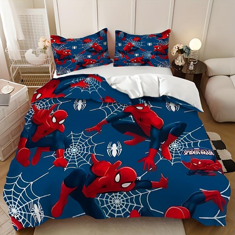 Spider-Man 3-teilig 1 Bettbezug Einteiliges Bettwäsche-Set Comforte Luxus Exquisites Geburtstagsgeschenk 100% Polyester Heimdekoration