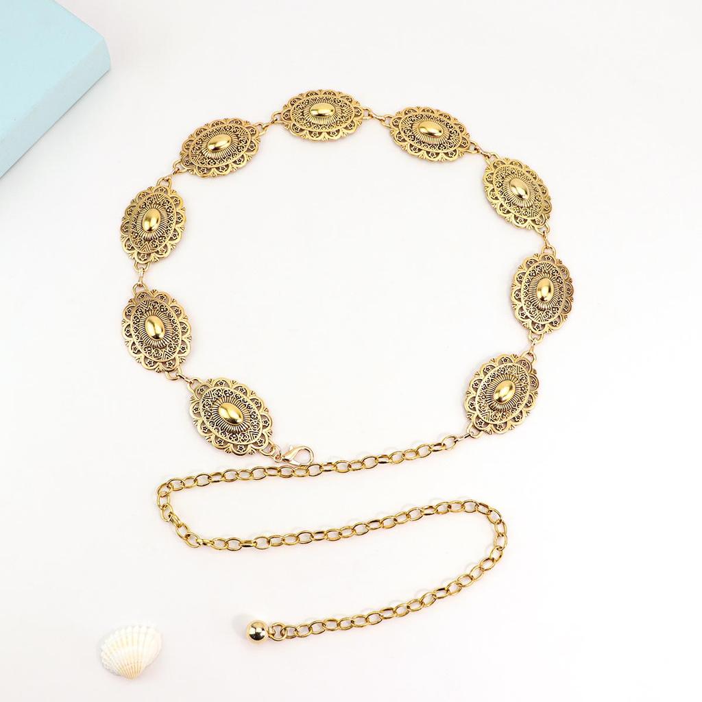 Vintage Elegant Metal Waist Chain - Ethnic Inspired, Fashionable Waist Accessory for Ladies