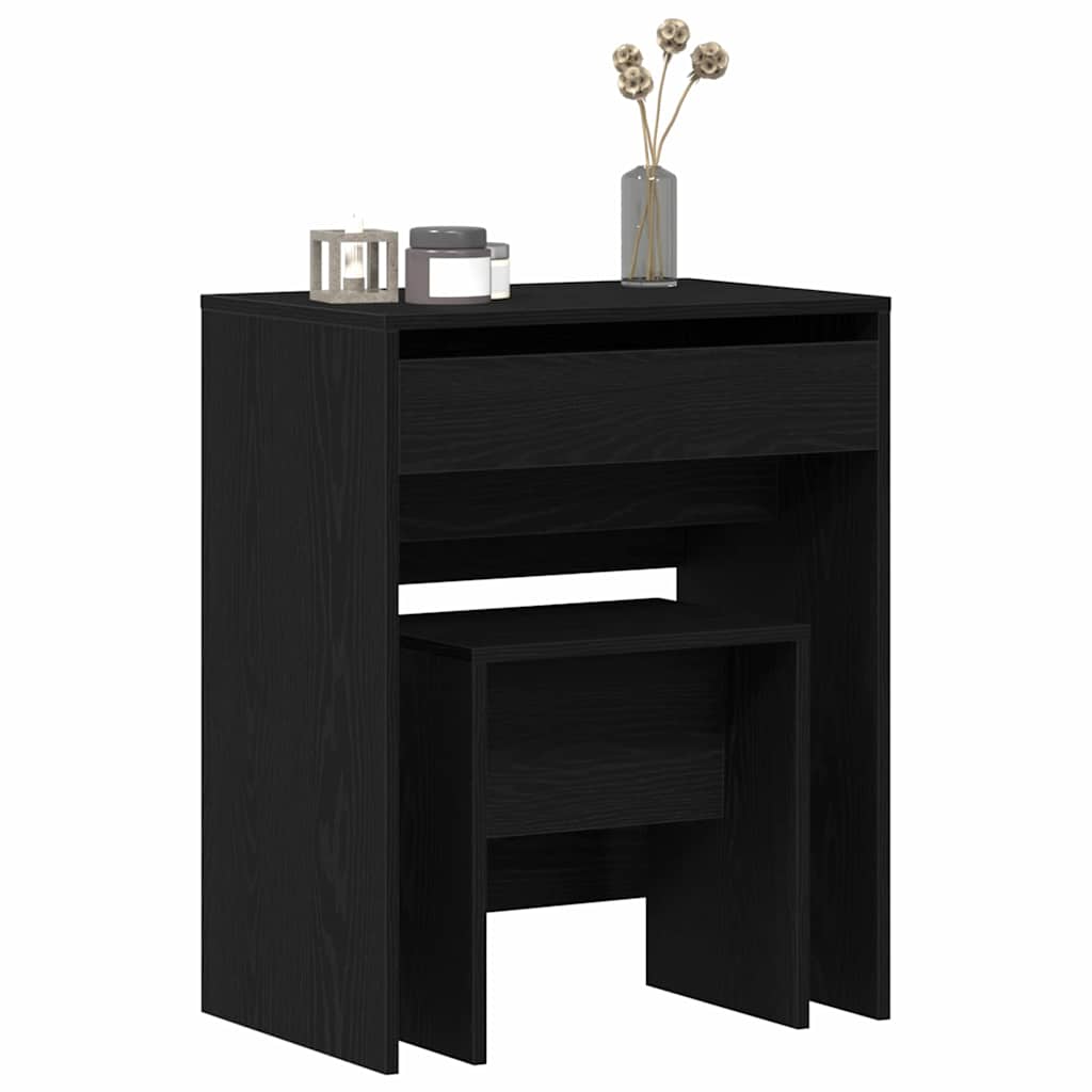 Makeup Table Black Oak Effect 60 x 40 x 75 cm Engineered Wood