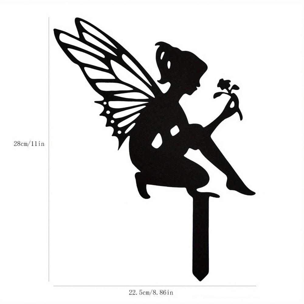 Wrought Iron Fairy Silhouette Statue Outdoor Garden Butterfly Decor Metal Art Lawn Ornament for Home Yard Patio