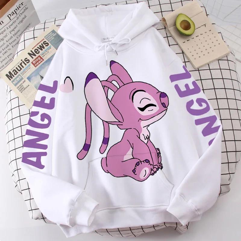 

Disney Hoodie Fashion Stitch Angel Monster Letter Cartoon Sweatshirt Pullover Cute Harajuku Unisex Women s Pocket Top S