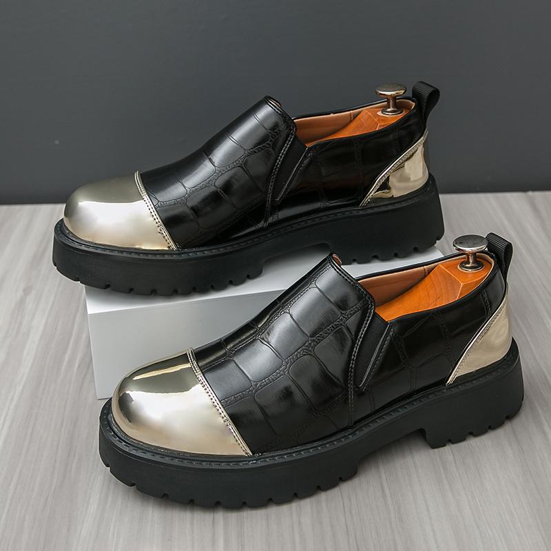 Fashion New Men Fashionable Loafers Men One-foot Thick-soled Anti-slip Height-increasing Leather Shoes British Business Shoes Size 38-46