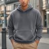 Loose Fit Pullover Hooded Sweatshirt Solid Fleece Lined Men S Casual