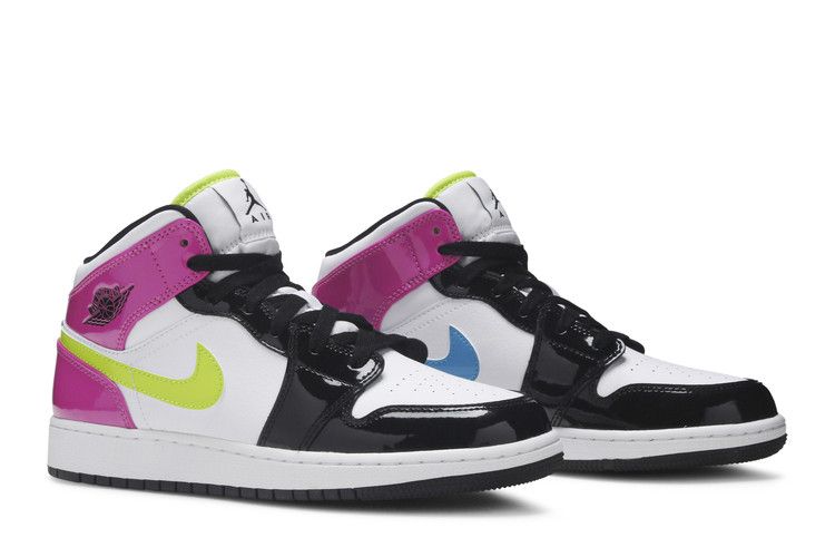 Jordan 1 Mid White Black Cyber Pink (GS) Sneakers