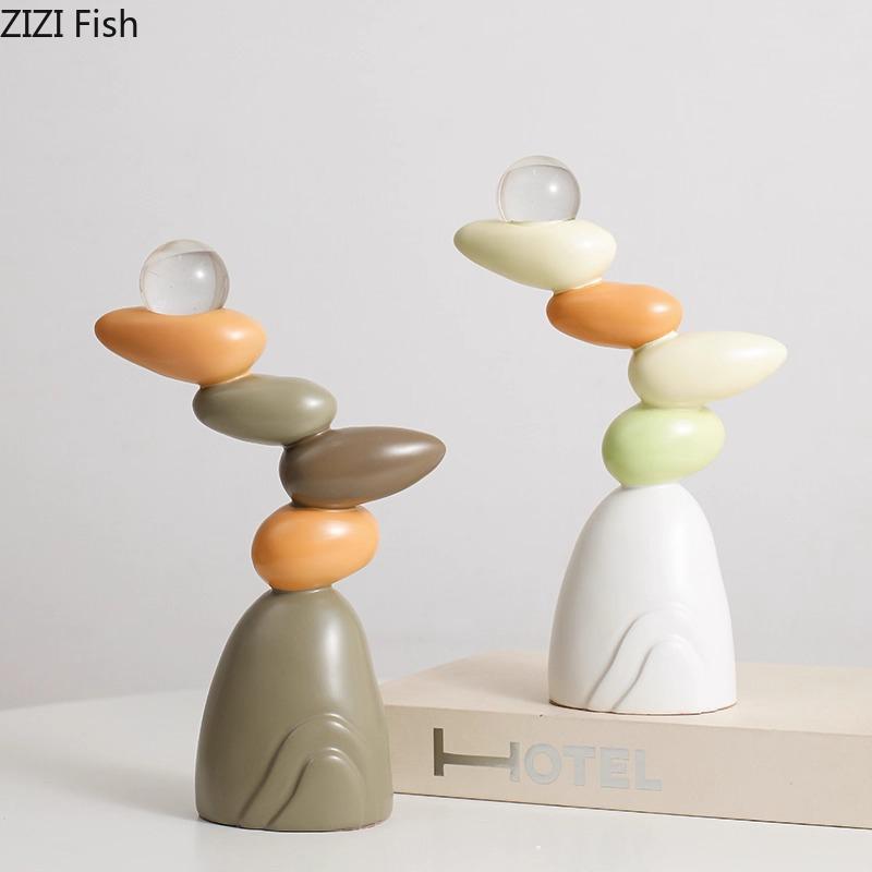 Colorful Stacked Stone Landscape Mountain Peak Ornaments Desk Decoration Creative Landscape Modern Crafts Room Aesthetic Decor